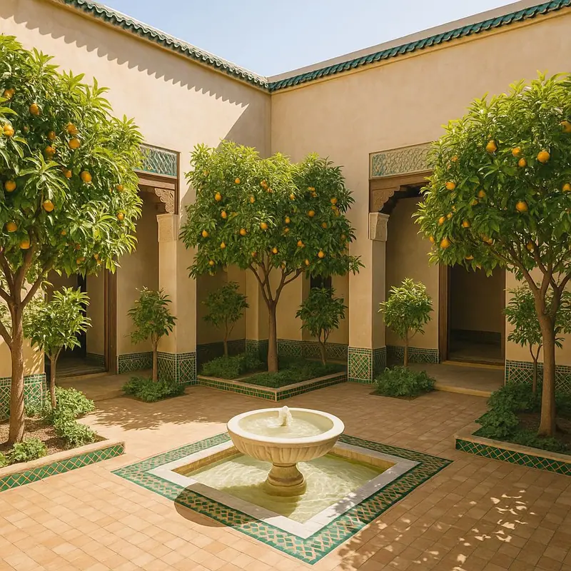 Dar el Warda — Nine-room riad, courtyard as a sundial